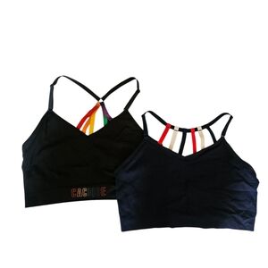 Cacique By Lane Bryant Black Rainbow Caged Back Bralette Bundle, Size 18/20